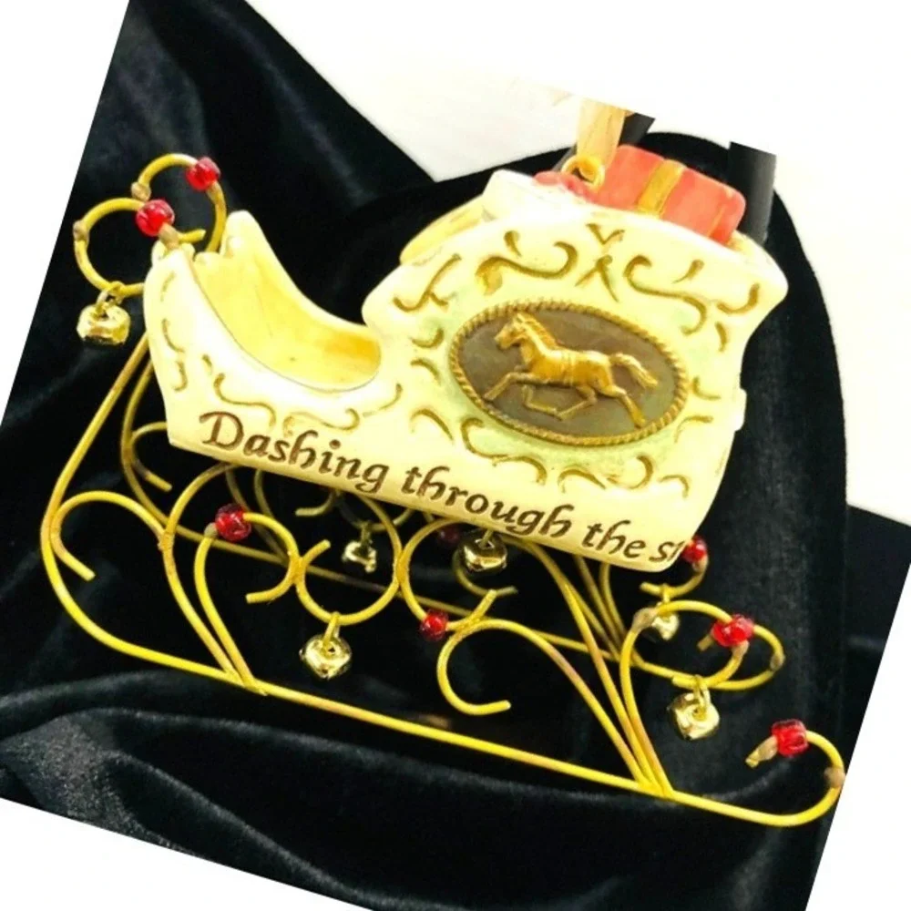 Vintage Hallmark Jingle Bells Christmas Ornament Yuletide Harmony Sleigh Boxed